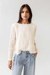 Zuri Smocked Blouse In Cream - Final Sale