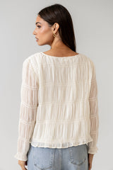 Zuri Smocked Blouse In Cream - Final Sale