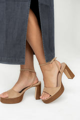 Jackie Platform Heel In Sand - Final Sale