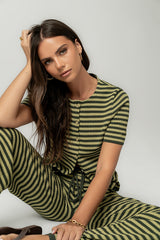 Ireland Striped Top In Green - Final Sale