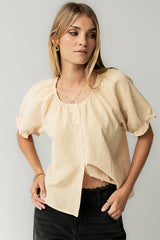 Benny Gingham Blouse In Yellow - Final Sale