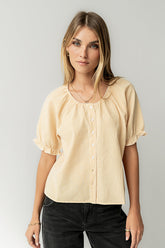 Benny Gingham Blouse in Yellow - FINAL SALE