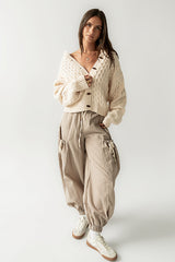 Emory Striped Baggy Pants in Mocha - FINAL SALE