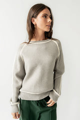 Kenna Contrast Sweater In Heather Grey
