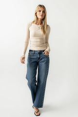 Anya Ribbed Top In Bone - Final Sale