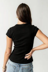 Vestia Button Up Tee In Black - Final Sale