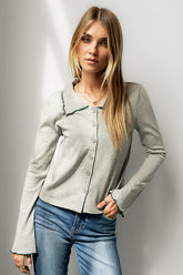 Jazmine Contrast Top in Grey - FINAL SALE
