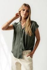Poppy Collared Blouse In Green - Final Sale