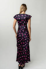 Asa Floral Maxi Dress In Plum - Final Sale