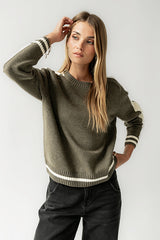Jayce Striped Sweater In Green