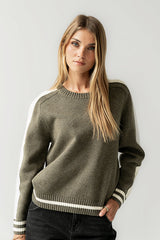 Jayce Striped Sweater In Green