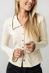Jazmine Contrast Top in Cream - FINAL SALE