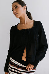 Taylor Sheer Blouse In Black - Final Sale