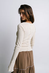 Toby Ribbed Top In Bone - Final Sale