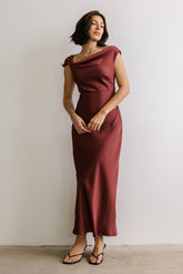 Rodney Asymmetrical Maxi Dress in Burgundy - FINAL SALE