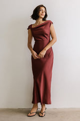 Rodney Asymmetrical Maxi Dress in Burgundy - FINAL SALE