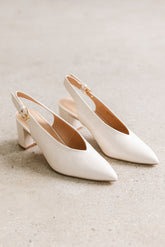 Candice Slingback Heels in Cream - FINAL SALE