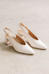 Candice Slingback Heels in Cream - FINAL SALE