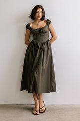Patricia Midi Dress in Olive - FINAL SALE