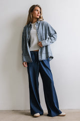 Kandy Striped Denim Shacket - Final Sale