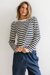 Kathy Waffle Knit Top in Navy - FINAL SALE
