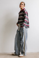 Megan Striped Top In Grey - Final Sale