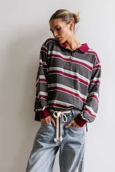 Megan Striped Top in Grey - FINAL SALE