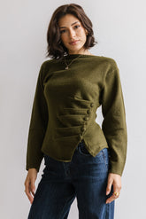 Jerzey Asymmetrical Sweater in Olive - FINAL SALE