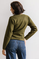 Jerzey Asymmetrical Sweater In Olive - Final Sale