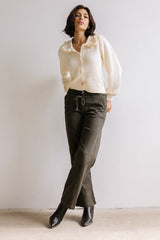 Maureen Collared Cardigan In Oatmeal - Final Sale