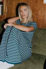 Ireland Striped Wide Leg Pants In Blue - Final Sale