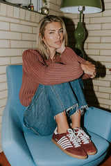 Stevie Striped Sneaker In Wine - Final Sale