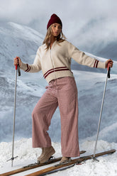 Ada Gingham Wide Leg Pants in Burgundy - FINAL SALE