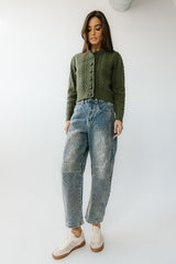 Kinsey Embroidered Barrel Jeans In Medium Wash - Final Sale