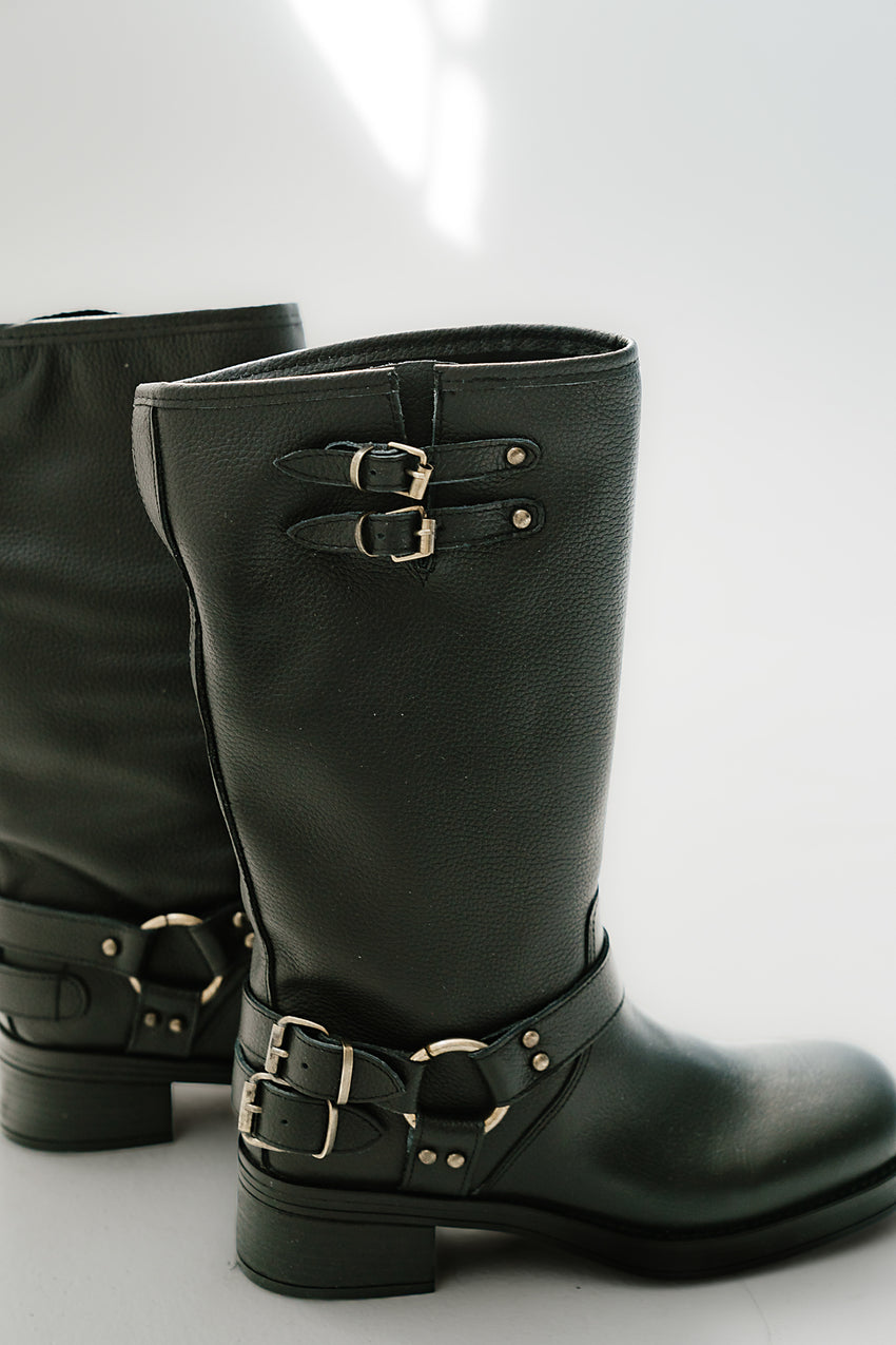 Steve Madden Astor Black Leather Boots - FINAL SALE