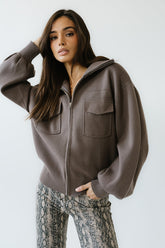 Markus Knit Bomber Jacket in Mocha - FINAL SALE
