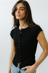 Vestia Button Up Tee in Black - FINAL SALE