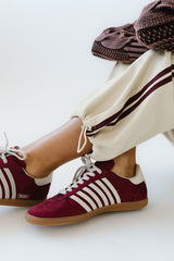 Stevie Striped Sneaker in Wine - FINAL SALE