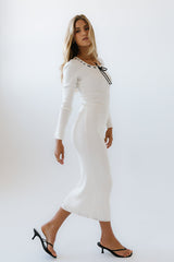 Janet Ribbed Maxi Dress In Ivory - Final Sale