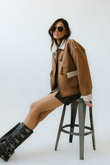 Collins Suede Jacket In Camel - Final Sale