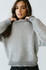 Tracey Striped Oversized Sweater In Grey - Final Sale