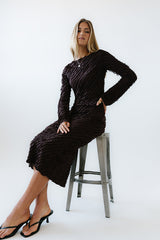 Bell Ruffle Maxi Dress in Brown - FINAL SALE