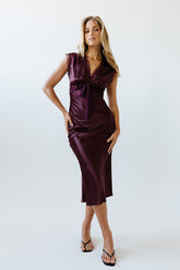 Riley Lace Trim Maxi Dress in Burgundy - FINAL SALE
