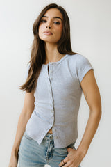 Vestia Button Up Tee in Grey