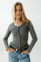 Mattie Ruffle Top in Heather Grey - FINAL SALE