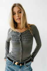 Mattie Ruffle Top In Heather Grey - Final Sale