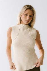 Bella Asymmetrical Knit Top in Ivory