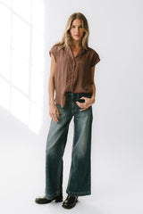 Poppy Collared Blouse In Red-Brown - Final Sale