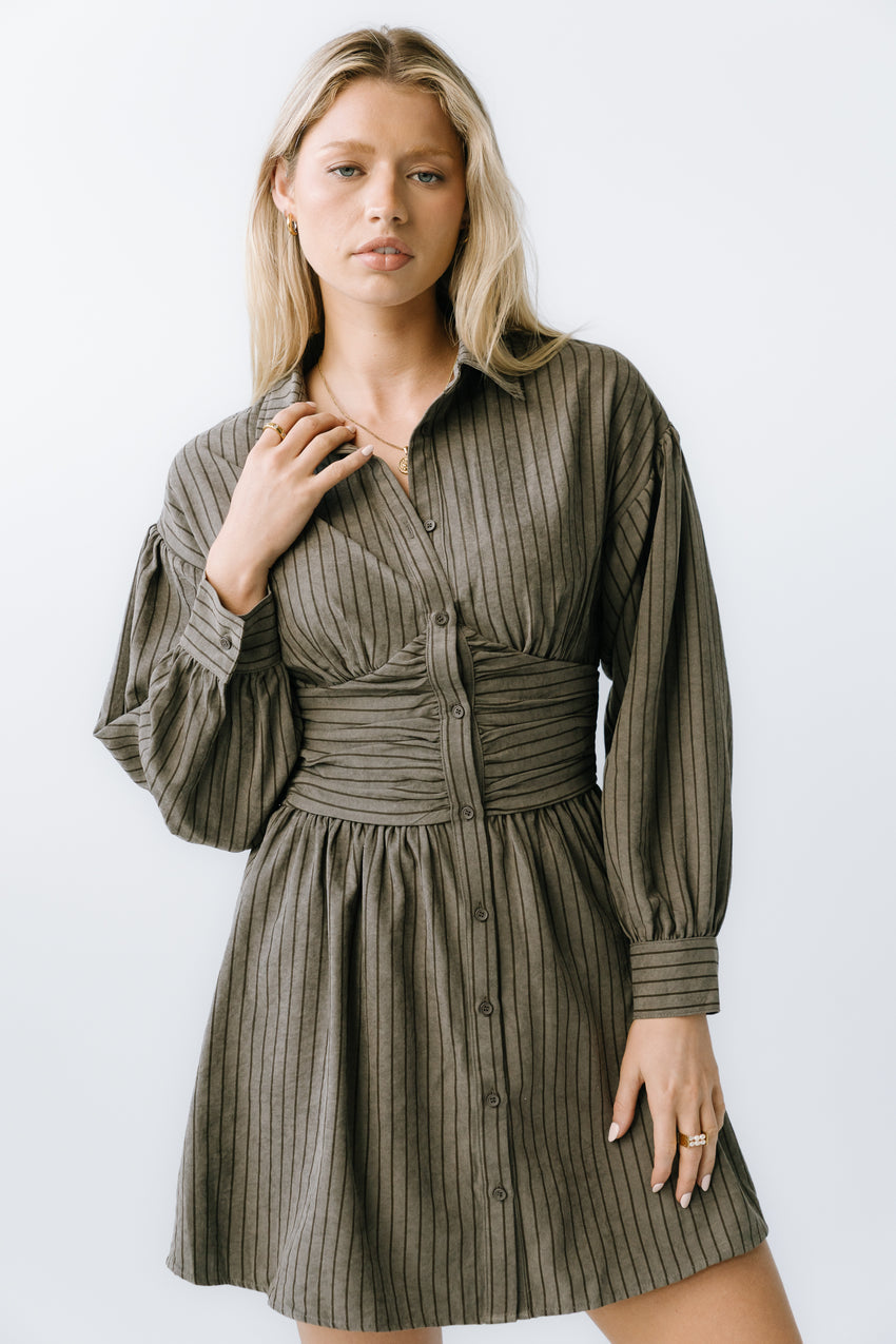 Lonnie Striped Mini Dress in Grey - FINAL SALE