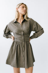Lonnie Striped Mini Dress In Grey - Final Sale